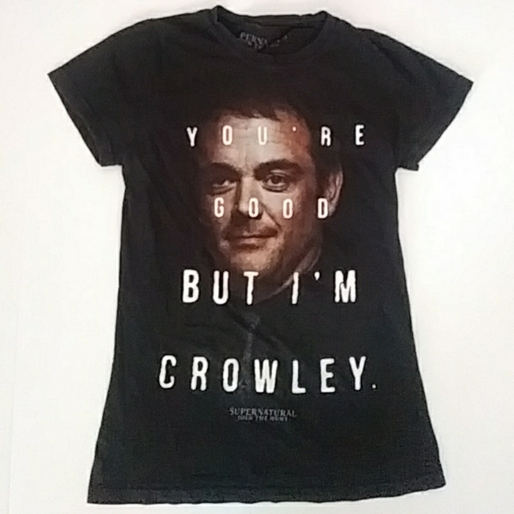 Hot Topic Supernatural Black Crowley Tee Shirt